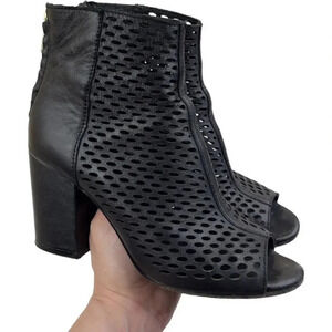 Ash Peep Toe Leather Heel Bootie